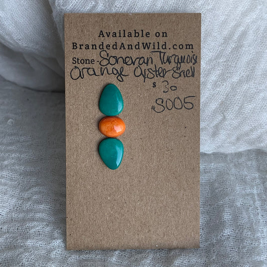 Sonoran Turquoise/Orange Oyster Shell Cabochon - SOO5