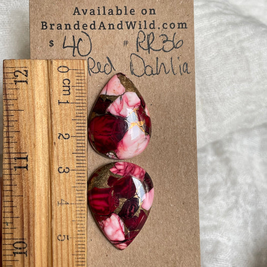 Red Dahlia Cabochon - RD36 06D27F4F-57D5-4580-AC79-29F8013A7A1E Brandedandwild.com