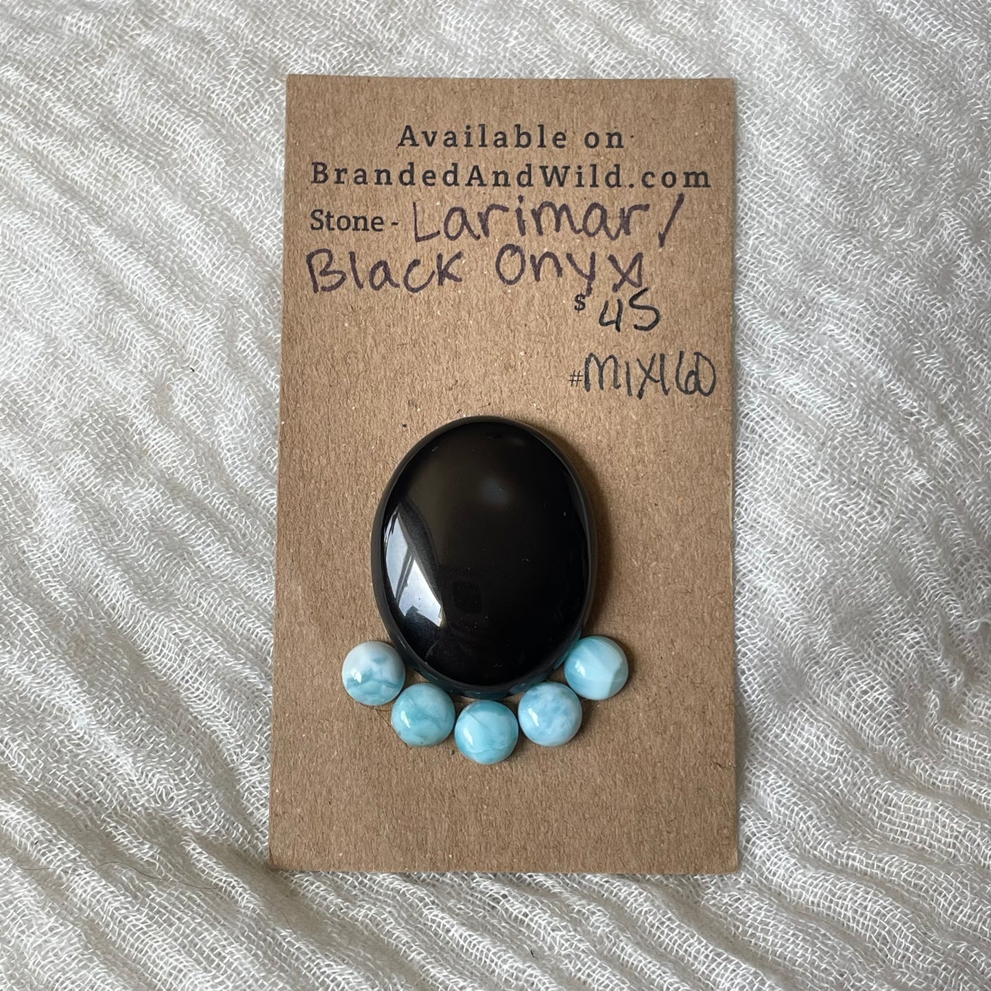 Larimar / Black Onyx Cabochon - Mix160 0753E693-B44C-4C34-A78A-74D6401DDF32 Brandedandwild.com