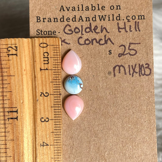 Golden Hill / Pink Conch Cabochon - MIX103