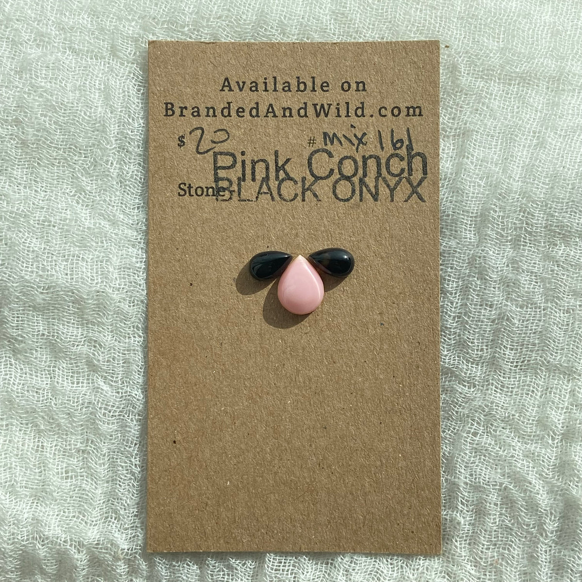 Black Onyx /  Pink Conch Cabochon - Mix161