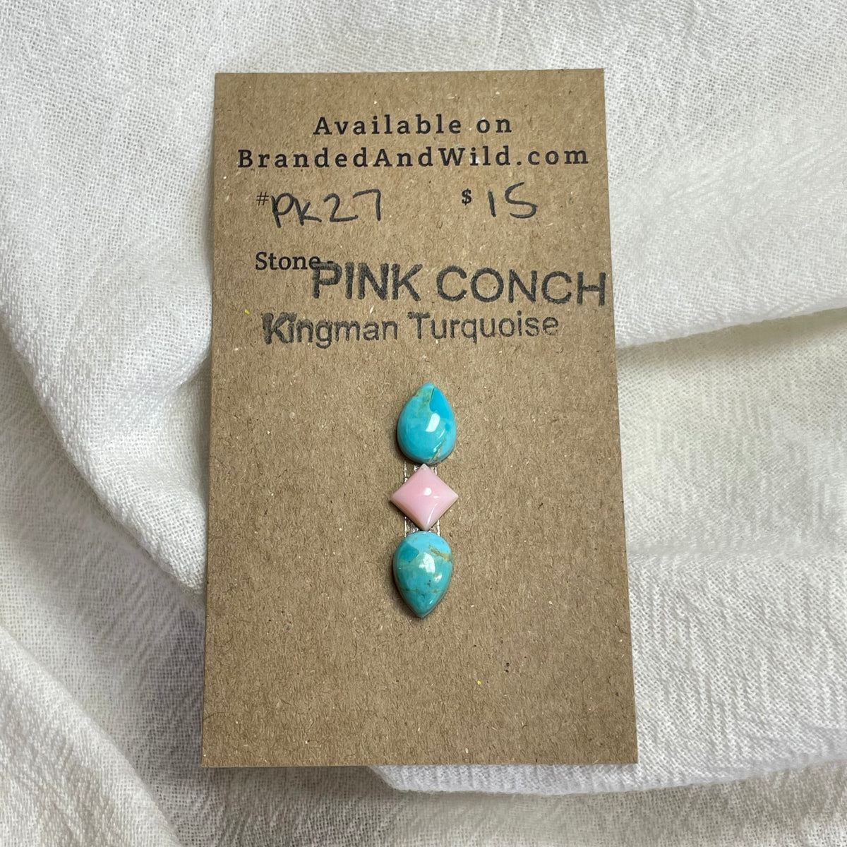 Pink Conch / Kingman Turquoise Cabochon - PK27 0847A7C0-2A04-4BA6-8B59-26E5D4C8E1EE Brandedandwild.com