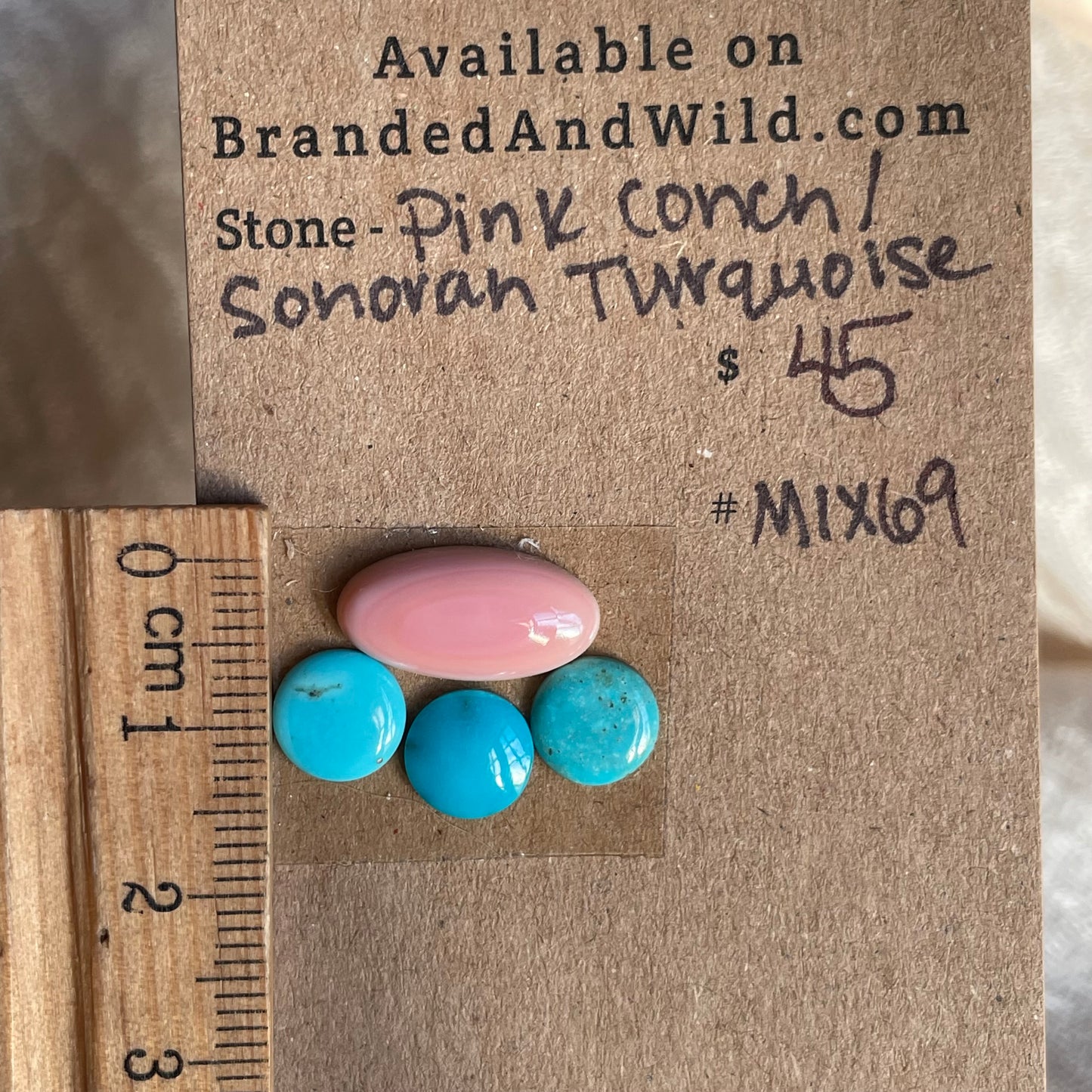 Turquoise / Pink Conch Cabochon - MIX69 085BCD0E-F360-47C2-BDB6-EE05C610C3C4 Brandedandwild.com