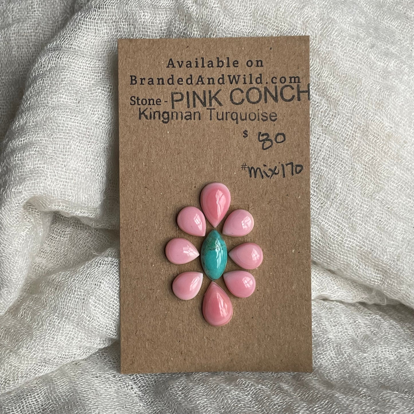 Kingman / Pink Conch Cabochon - Mix170 090FC0E8-B108-4C03-B810-F882D17A31F7 Brandedandwild.com
