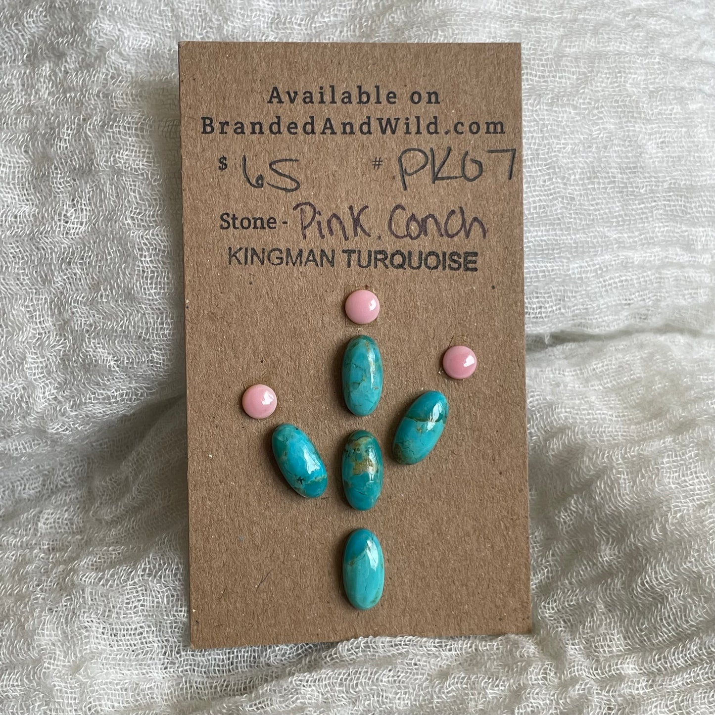 Pink Conch / Kingman Turquoise Cabochon - PK07