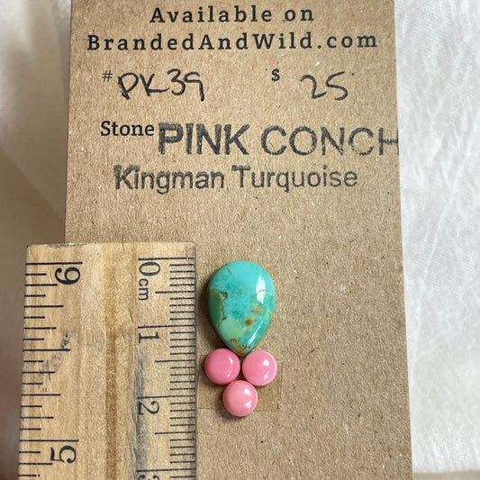 Pink Conch / Kingman Turquoise Cabochon - PK39 098E027E-CCB7-49E6-8609-B33D83755515 Brandedandwild.com