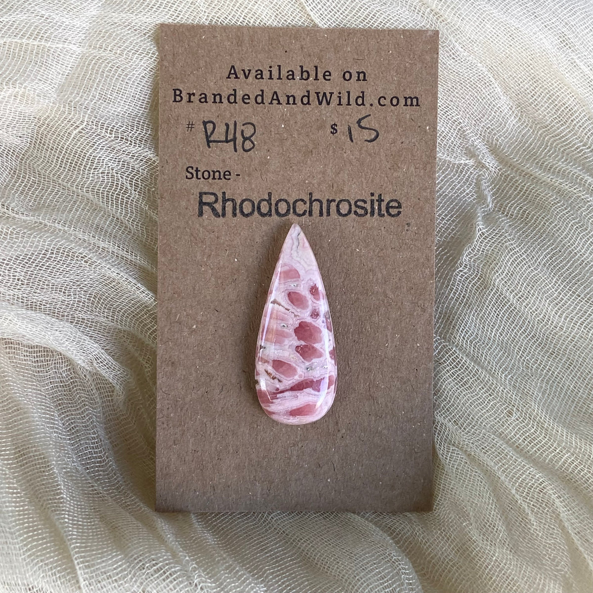 Rhodochrosite Cabochon - R48 0A513AFF-2E1E-4E47-9D12-CE08B2D1D7C7 Brandedandwild.com