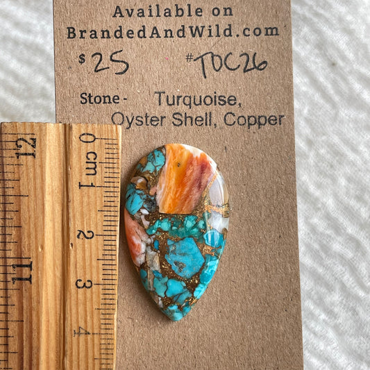 Turquoise, Oystershell, Copper Cabochon - TOC26 0B08F913-C584-48E1-8DAF-2149B94066A7 Brandedandwild.com