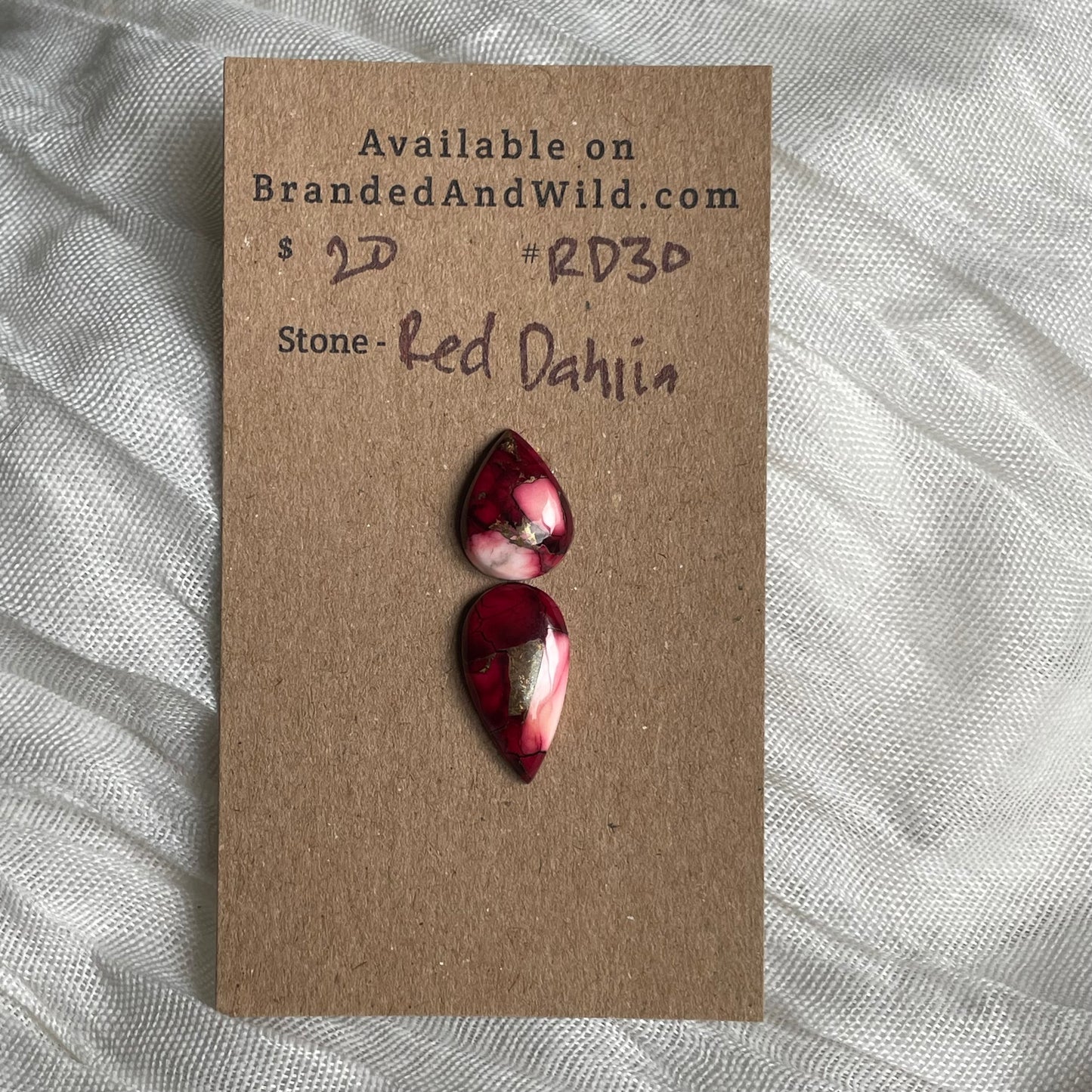 Red Dahlia Cabochon - RD30 0B93C508-145E-4206-88B5-0BEE86348BDB Brandedandwild.com