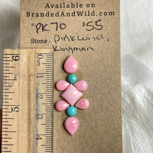 Pink Conch / Kingman Turquoise Cabochon - PK70 0C101E34-5B9A-426B-A584-C2A674087907 Brandedandwild.com