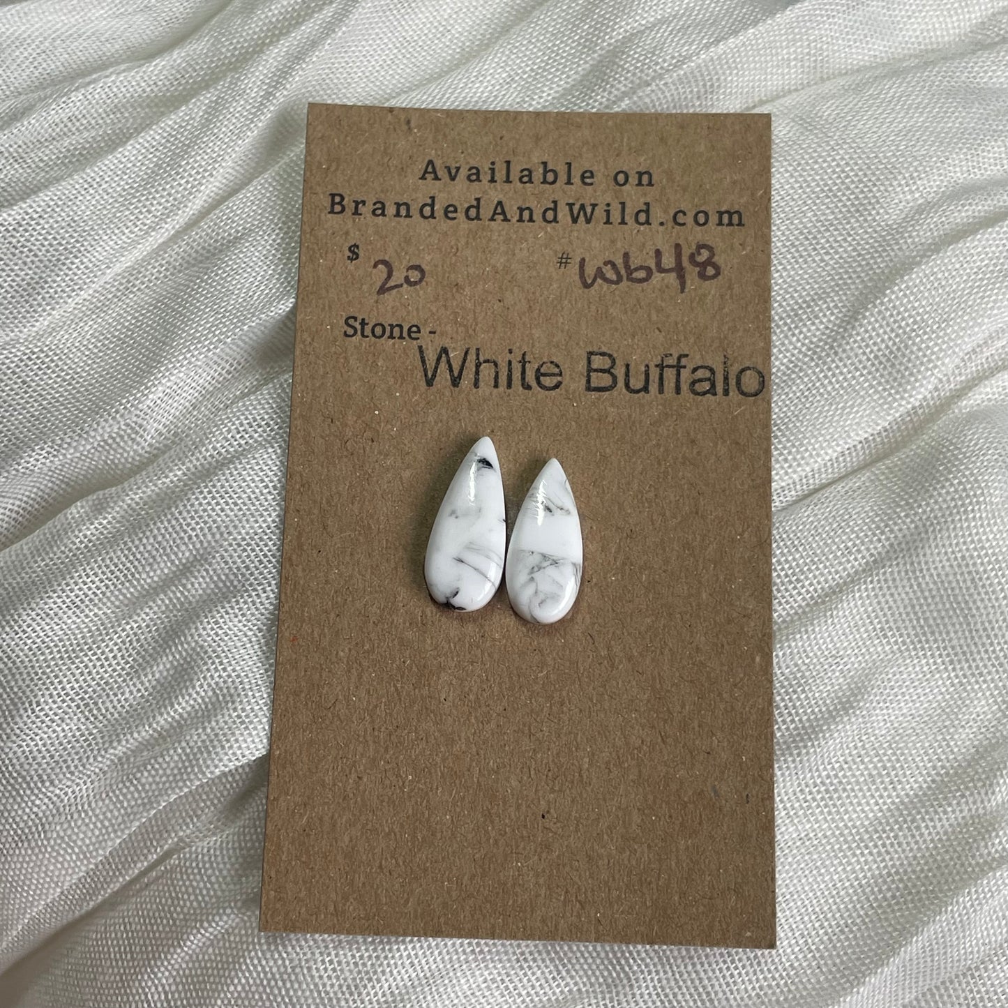 White Buffalo Cabochon - WB48 0C2826F0-8495-45A1-9176-8337B0FEA556 Brandedandwild.com