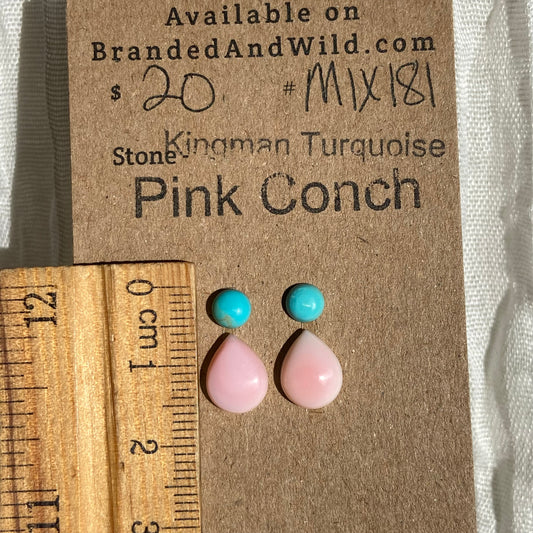 Pink Conch / Kingman Turquoise Cabochon - MIX181 0C70B12D-609C-4193-A2A6-AAF422B31C42 Brandedandwild.com