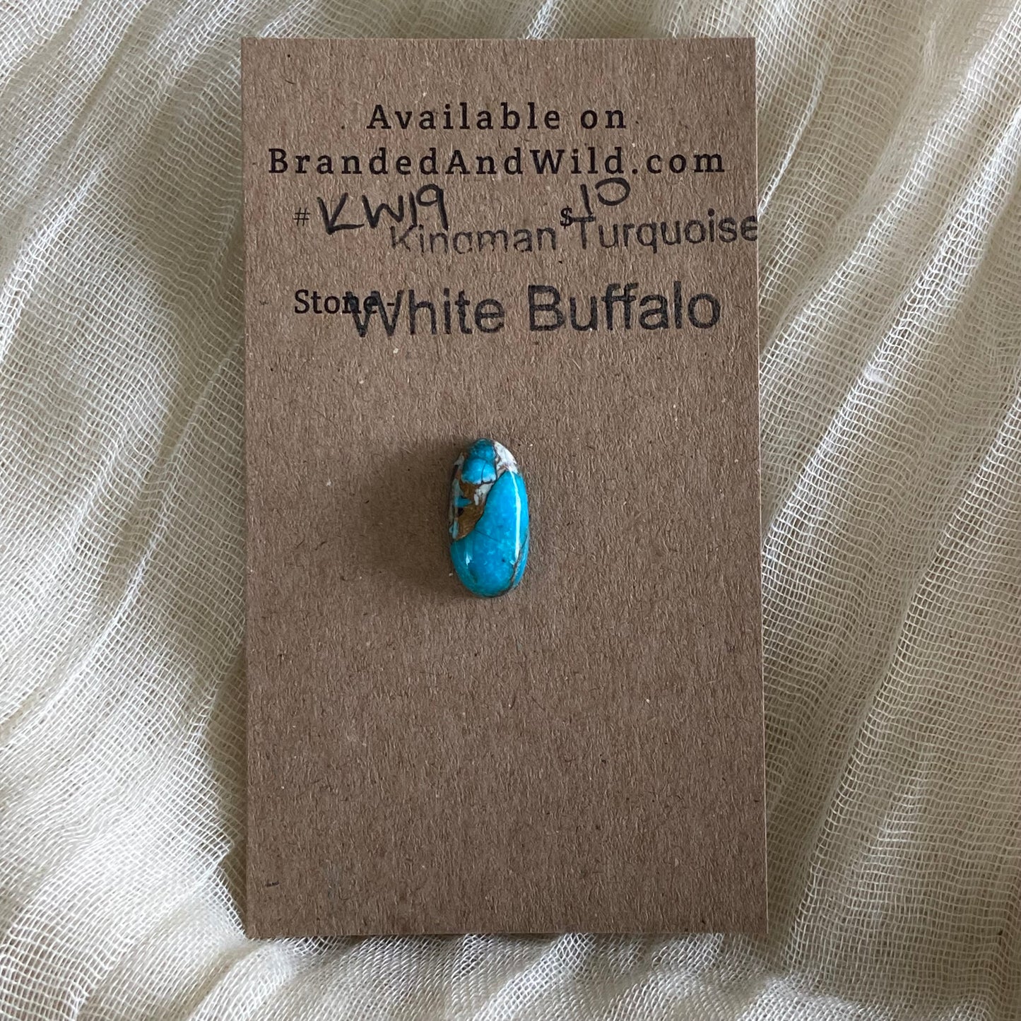 Kingman Turquoise, White Buffalo, Copper Cabochon - KW19