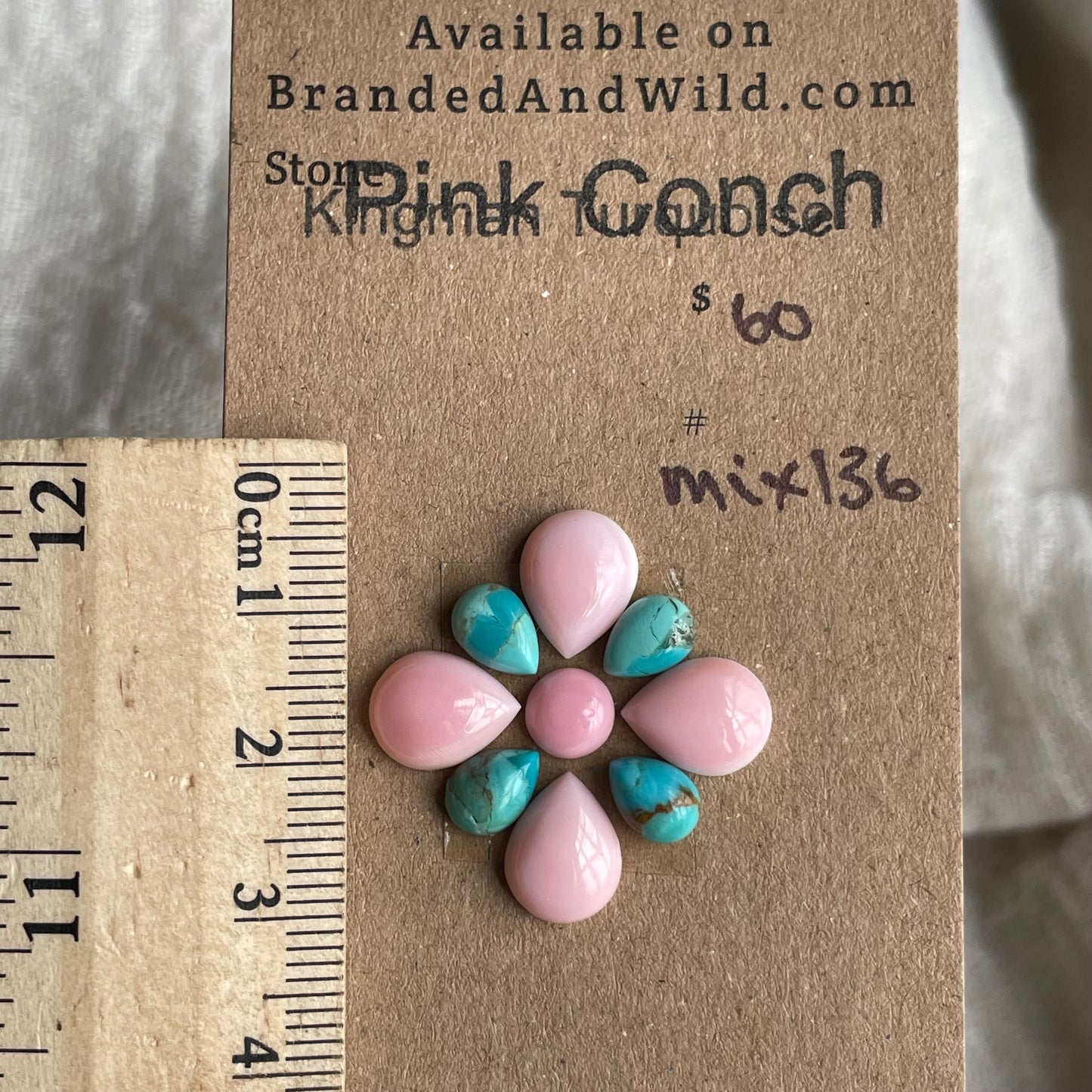 Turquoise / Pink Conch Cabochon - MIX138 0D5B73F3-C085-4546-845D-5986A82FB6D6 Brandedandwild.com