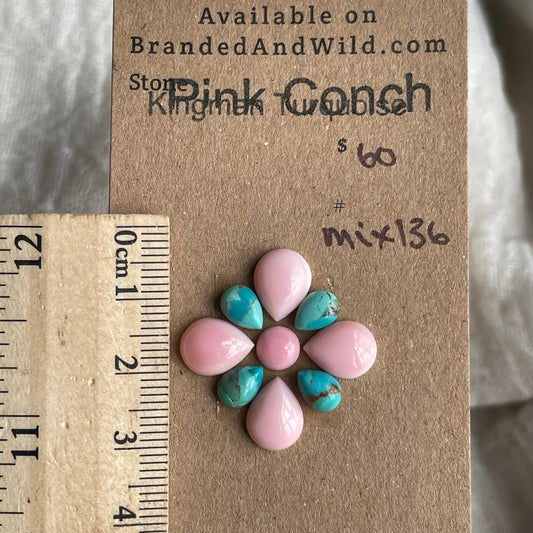Turquoise / Pink Conch Cabochon - MIX138 0D5B73F3-C085-4546-845D-5986A82FB6D6 Brandedandwild.com
