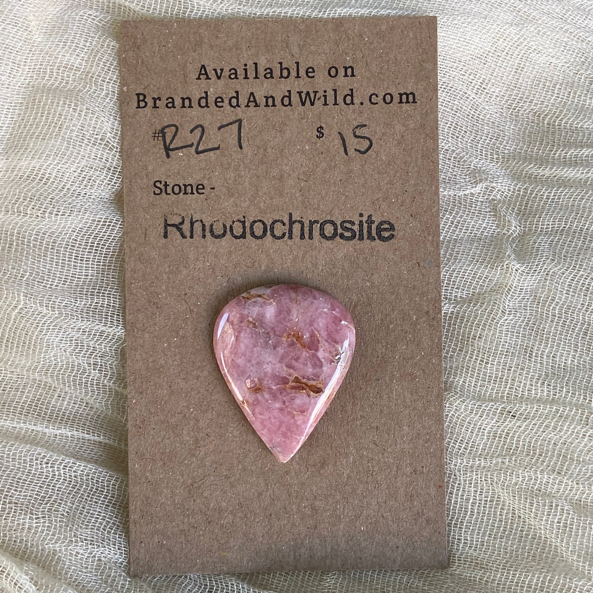 Rhodochrosite Cabochon - R27 0DA01FAE-7129-403E-B42B-FA9DC5E56907 Brandedandwild.com