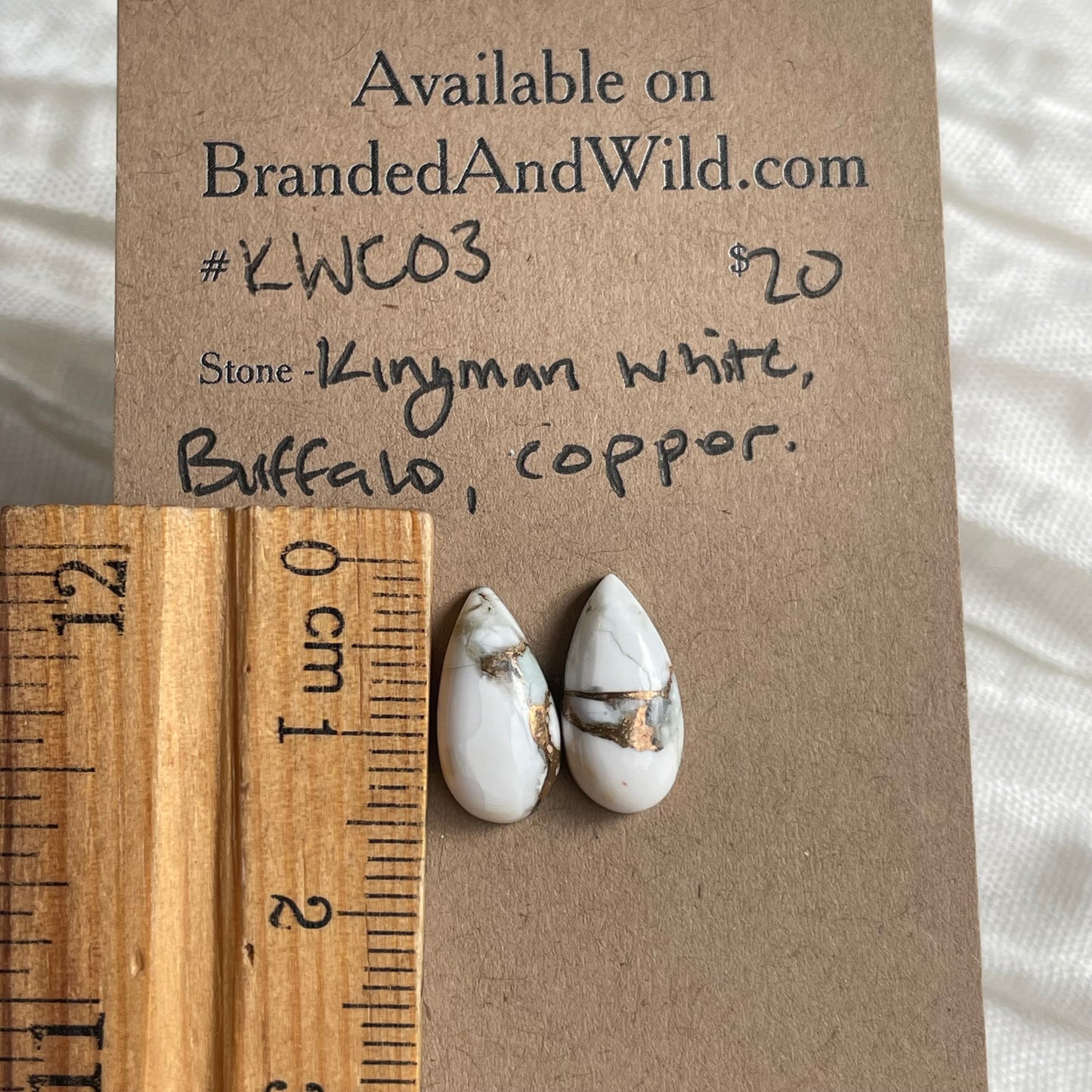Kingman Turquoise, White Buffalo, Copper Cabochon - KWC03 0DADB64F-04D5-42EE-B571-6470E95FD221 Brandedandwild.com