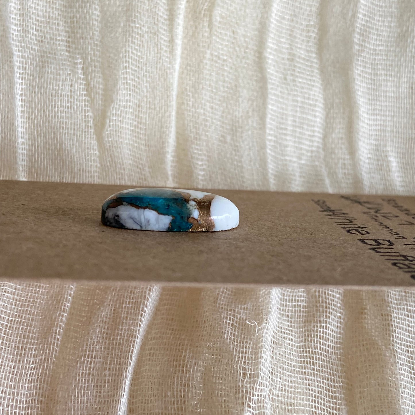 Kingman Turquoise, White Buffalo, Copper Cabochon - KW27