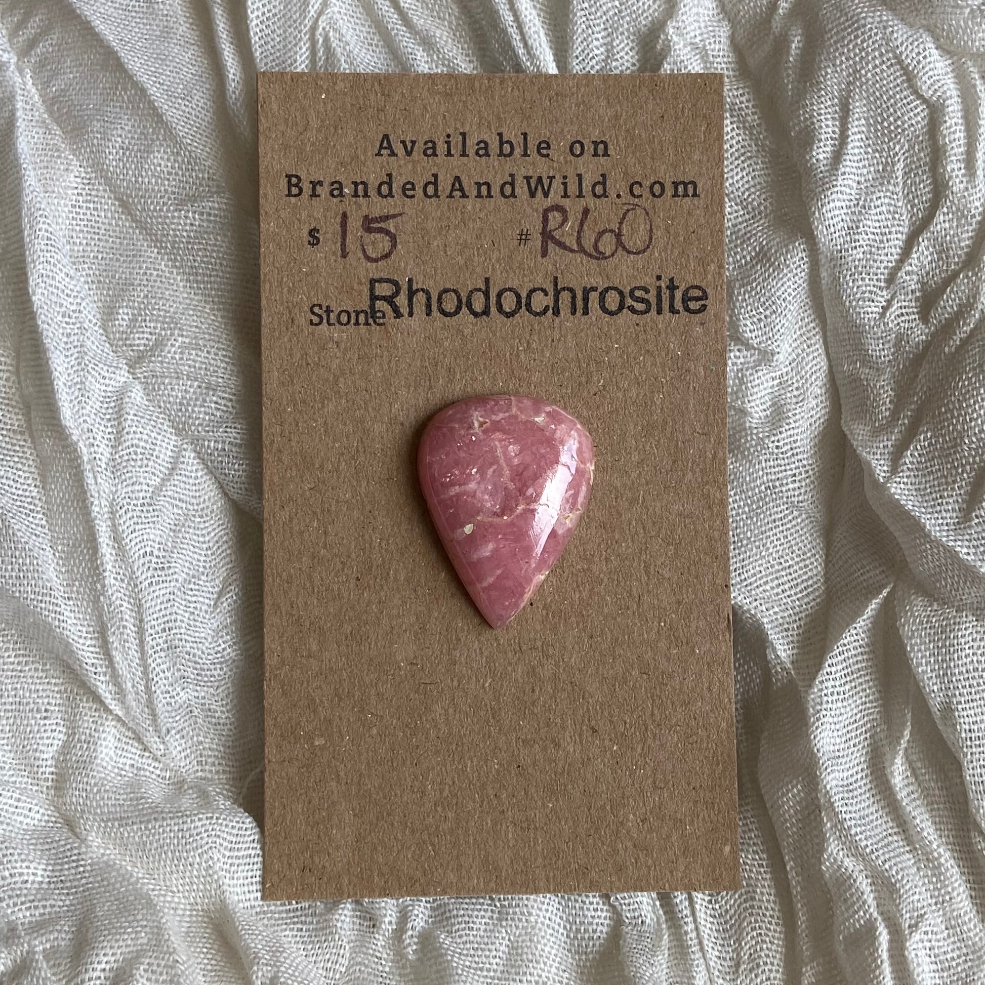 Rhodochrosite Cabochon - R060 0E02B4C6-C2C8-409C-8285-5F94B4D00C1D Brandedandwild.com