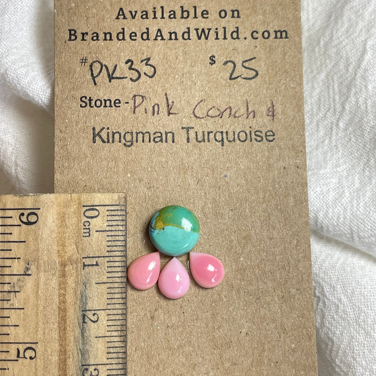 Pink Conch / Kingman Turquoise Cabochon - PK33 0E378B7F-9A49-46C0-BD63-26CB9A6DDF3C Brandedandwild.com