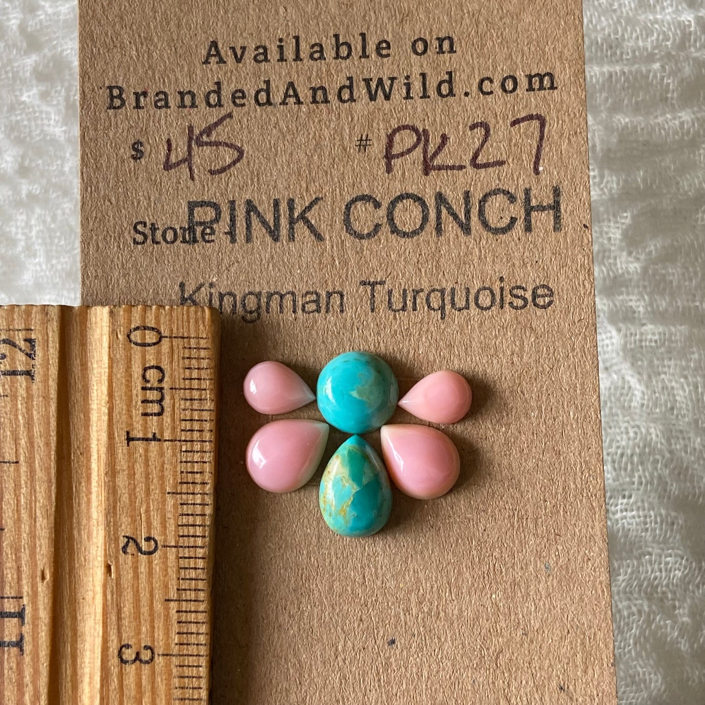 Pink Conch / Kingman Turquoise Cabochon - PK27