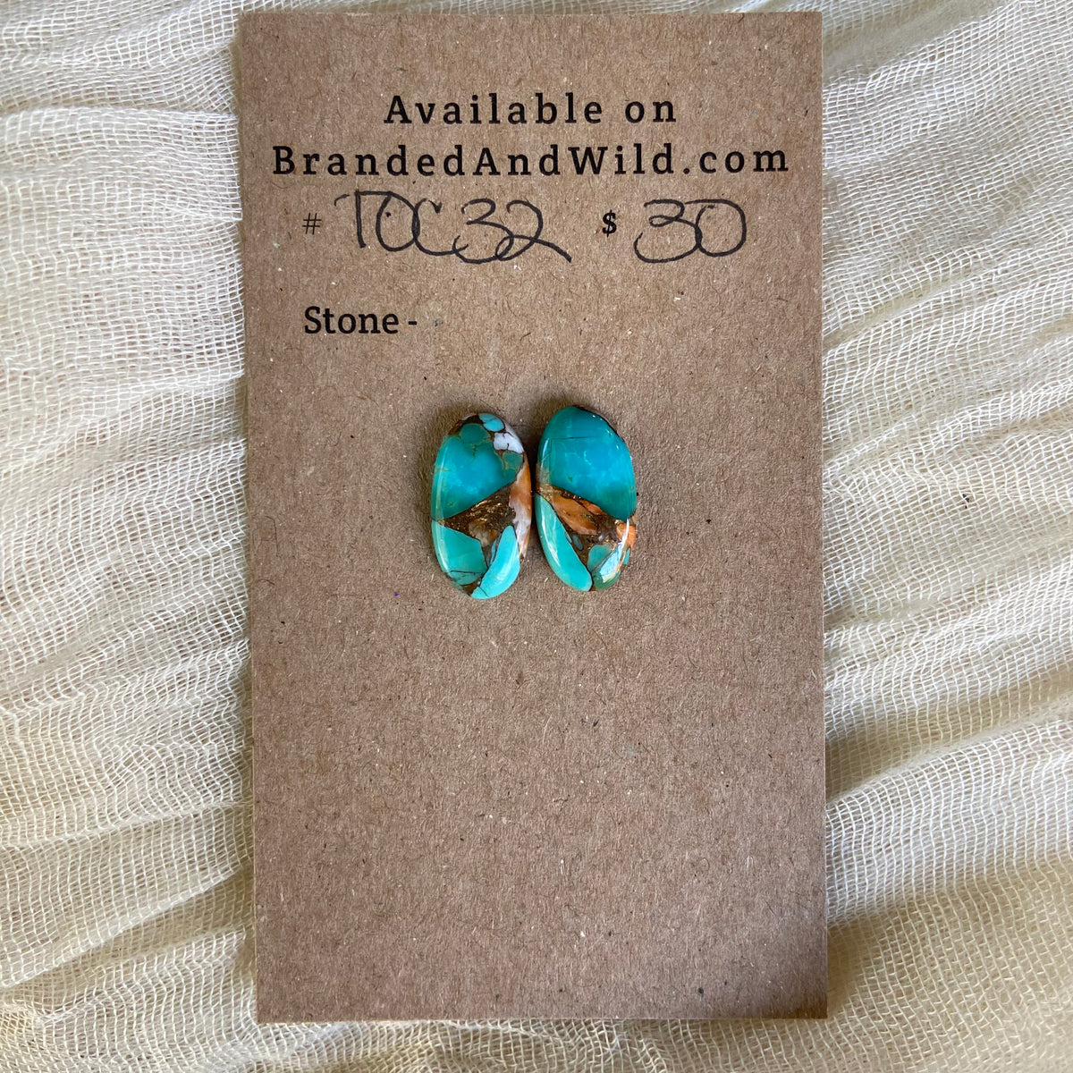Turquoise, Oyster Shell, Copper Cabochon - TOC32 0FB72172-C48A-47AF-AD2D-EC264046A207 Brandedandwild.com