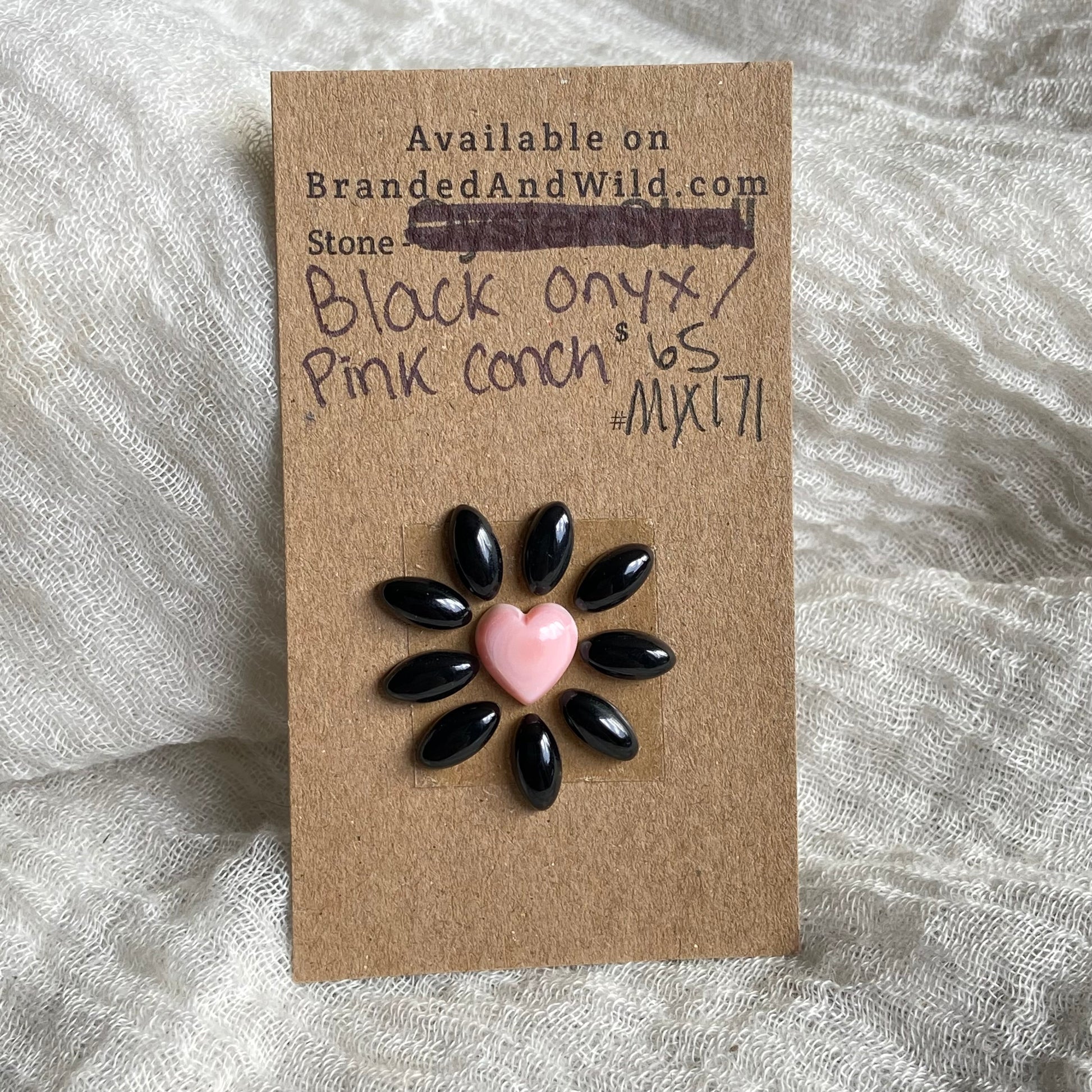 Black Onyx / Pink Conch Cabochon - Mix171 0FBBA550-0631-4738-82D6-04EA4803C2E9 Brandedandwild.com