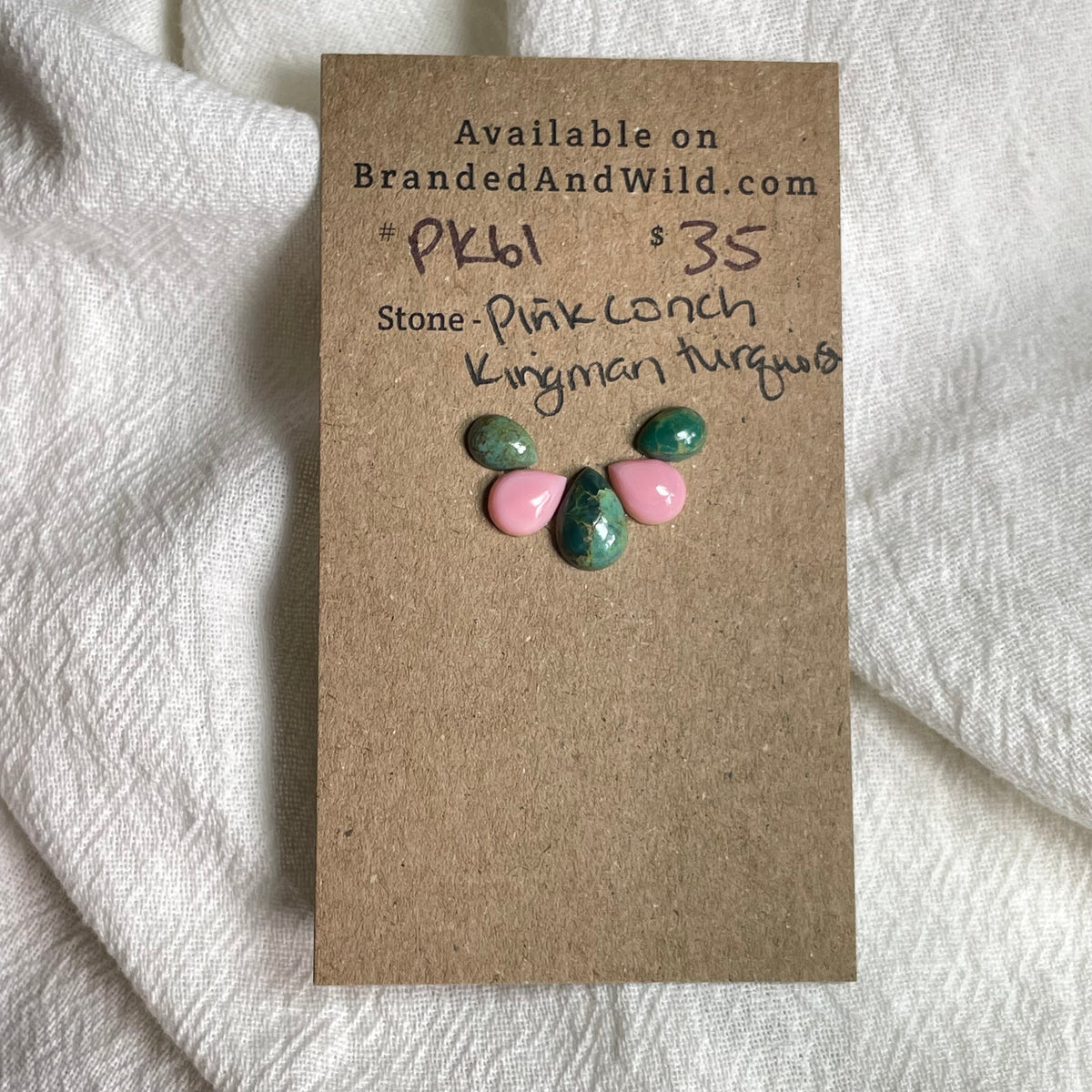 Pink Conch / Kingman Turquoise Cabochon - PK61