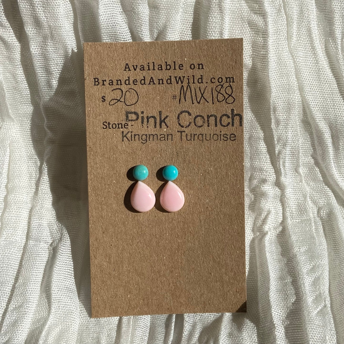 Pink Conch / Kingman Turquoise Cabochon - MIX188 0FFB1A57-9917-4E6C-A6D0-564968BF5030 Brandedandwild.com