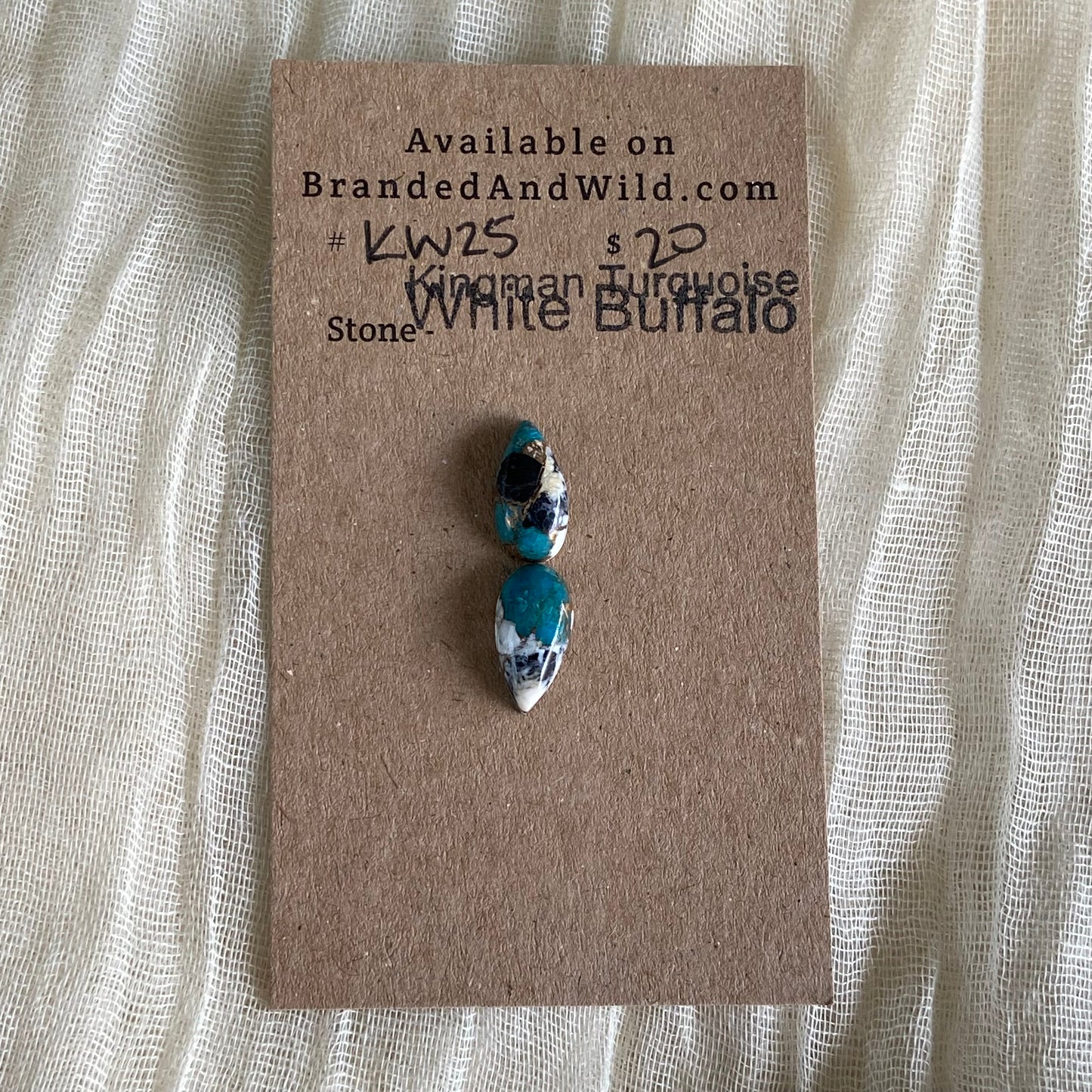 Kingman Turquoise, White Buffalo, Copper Cabochon - KW25