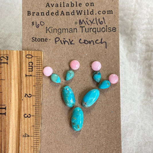 Pink Conch / Kingman Turquoise Cabochon - MIX161 11F59021-1FDE-44A7-B639-960DD641A572 Brandedandwild.com