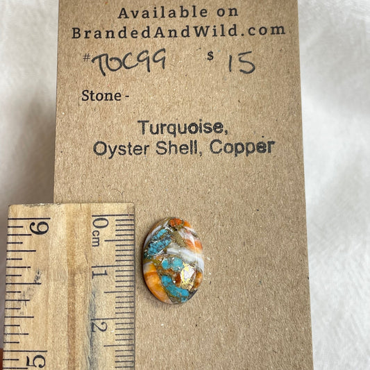 Turquoise, Oyster Shell, Copper Cabochon - TOC99 1298485A-6648-4393-8FF1-871F88F3AA83 Brandedandwild.com
