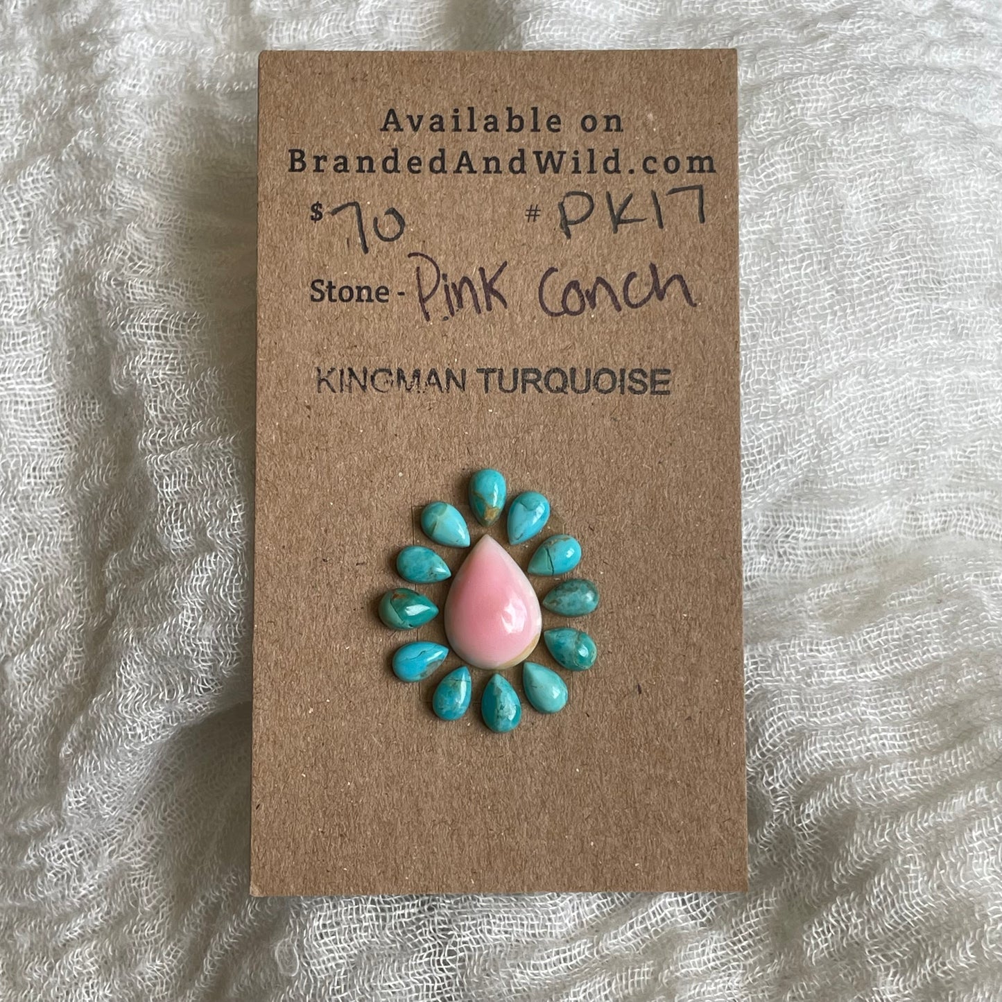 Pink Conch / Kingman Turquoise Cabochon - PK17