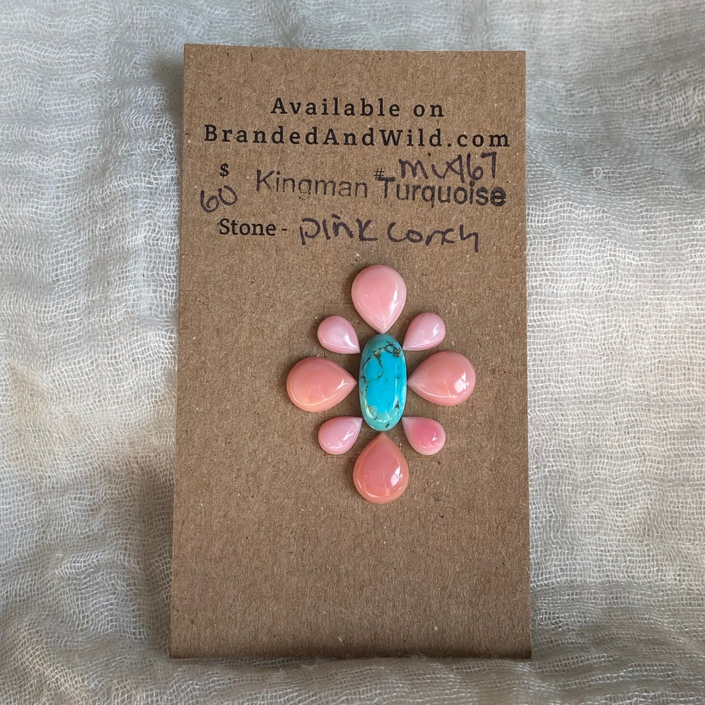 Pink Conch / Kingman Turquoise Cabochon - MIX167 132023E5-A03A-4DDD-AFAF-5E52FAE1EC5E Brandedandwild.com