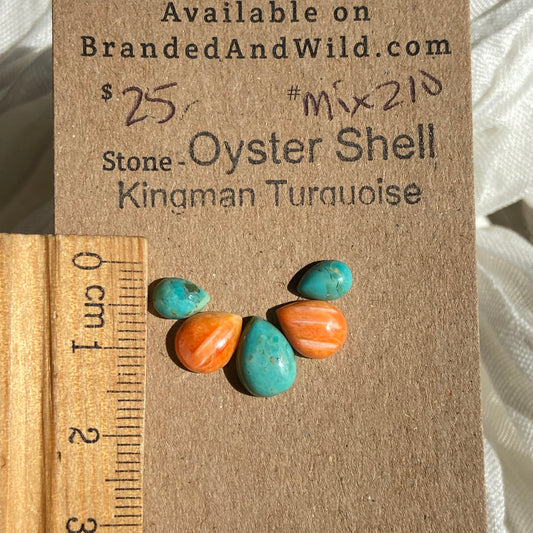 Oystershell / Kingman Turquoise Cabochon - MIX213 139F95D5-4959-4532-B38A-7F6CBC61428B Brandedandwild.com