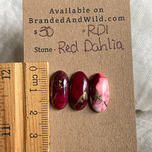 Red Dahlia Cabochon - RD1 1434E3CE-1D8F-4318-9111-3FAD6B1F7A60 Brandedandwild.com