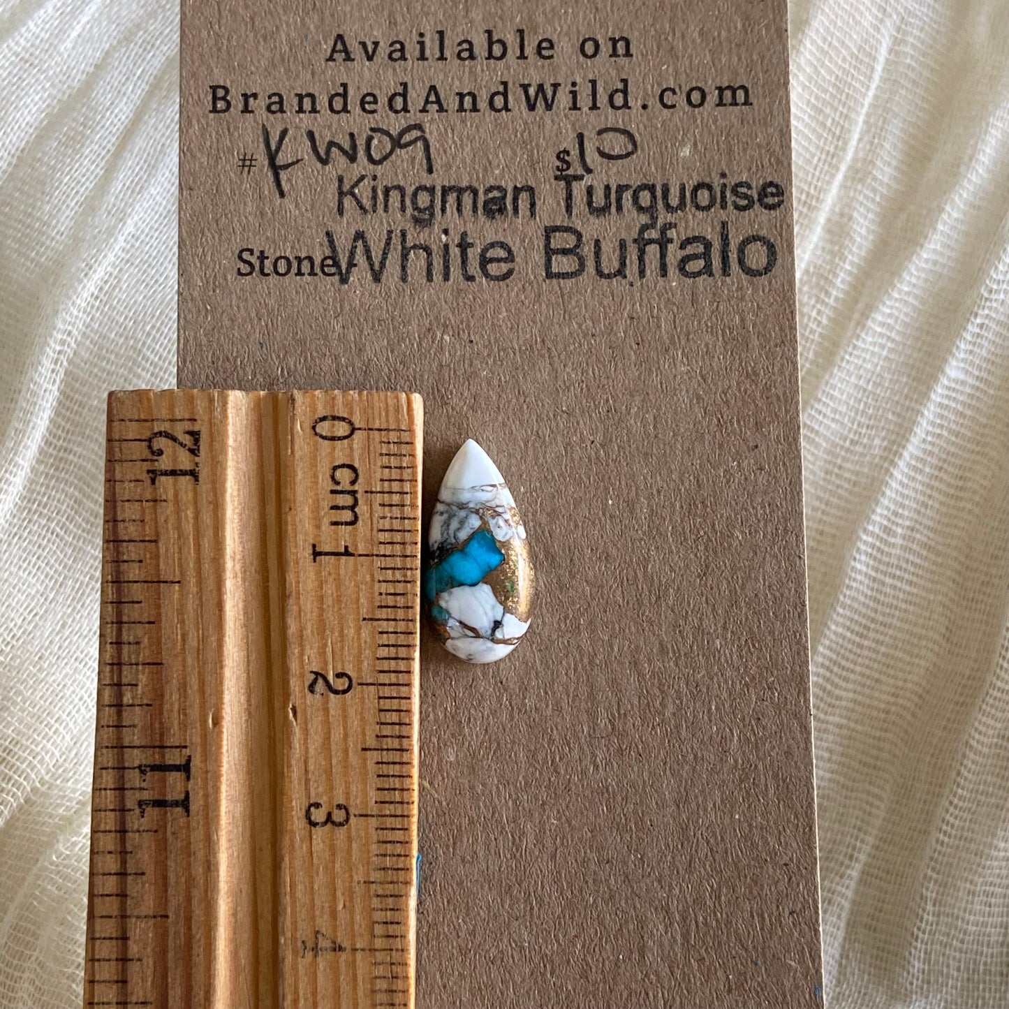 Kingman Turquoise, White Buffalo, Copper Cabochon - KW09