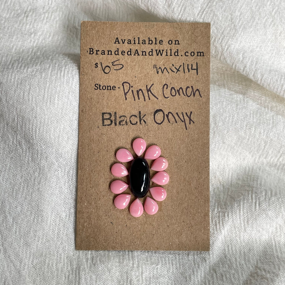 Black Onyx / Pink Conch Cabochon - MIX114 14CB8733-7FEB-4AB1-8328-D58F32FC2338 Brandedandwild.com