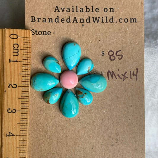 Kingman / Pink Conch Cabochon - Mix14