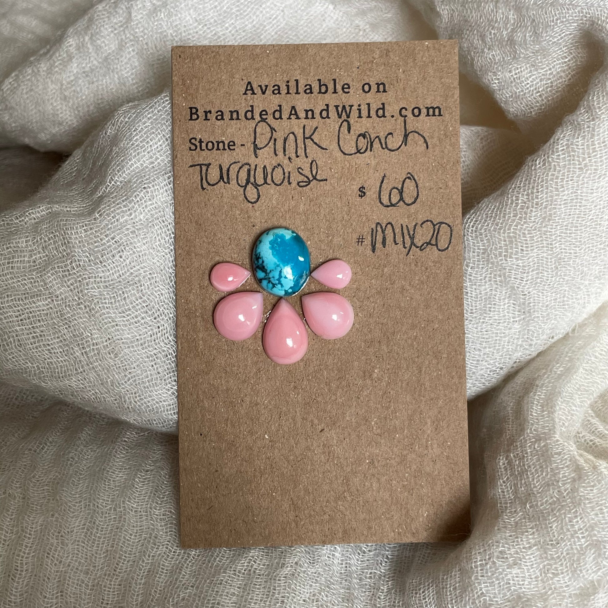 Turquoise / Pink Conch - Cabochon - Mix20 1580FB4B-637A-4DAB-897E-F1EF7B3922DD Brandedandwild.com