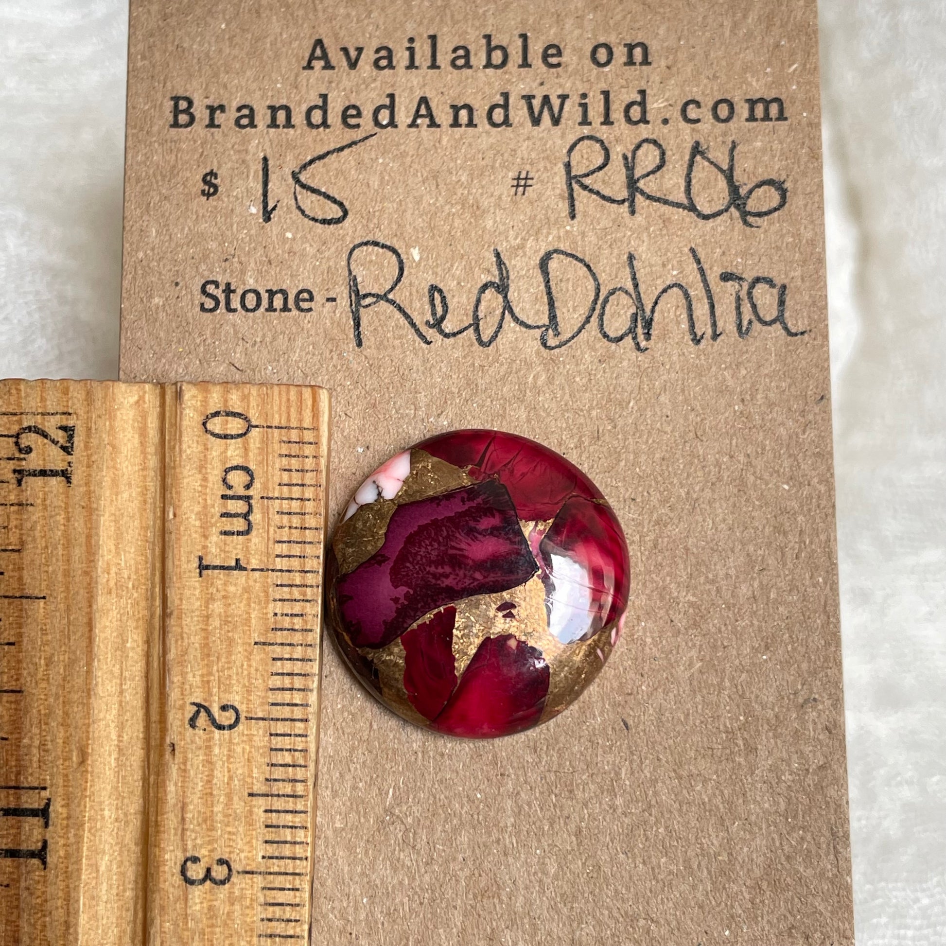 Red Dahlia Cabochon - RD06 1602766E-2588-44DD-B7E4-CCADE7772F0A Brandedandwild.com
