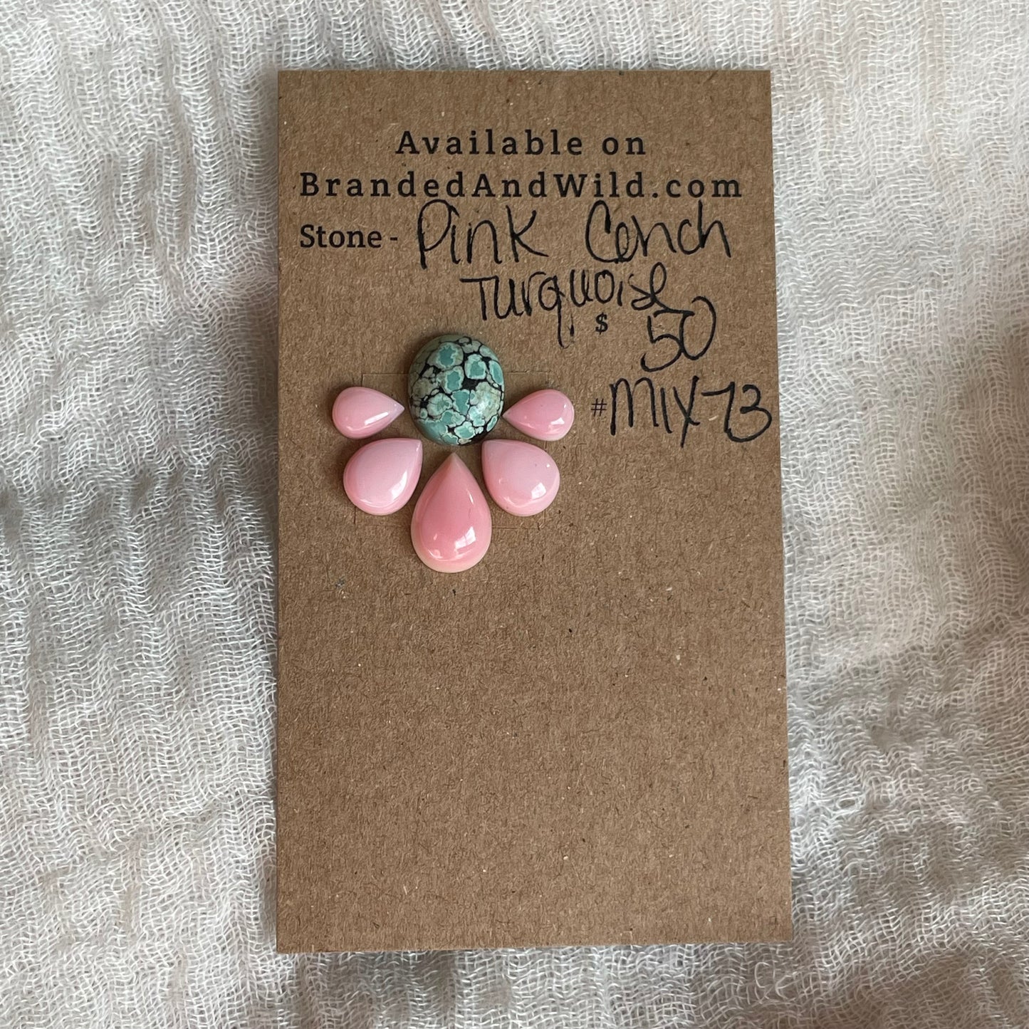 Turquoise / Pink Conch - Cabochon - Mix73 160D1B35-15AE-4989-9C2D-CFA99B2AA5B5 Brandedandwild.com
