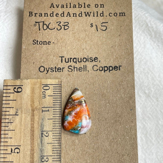 Turquoise, Oyster Shell, Copper Cabochon - TOC38 16921DB7-1FEC-4B4C-85D2-66A534958E24 Brandedandwild.com
