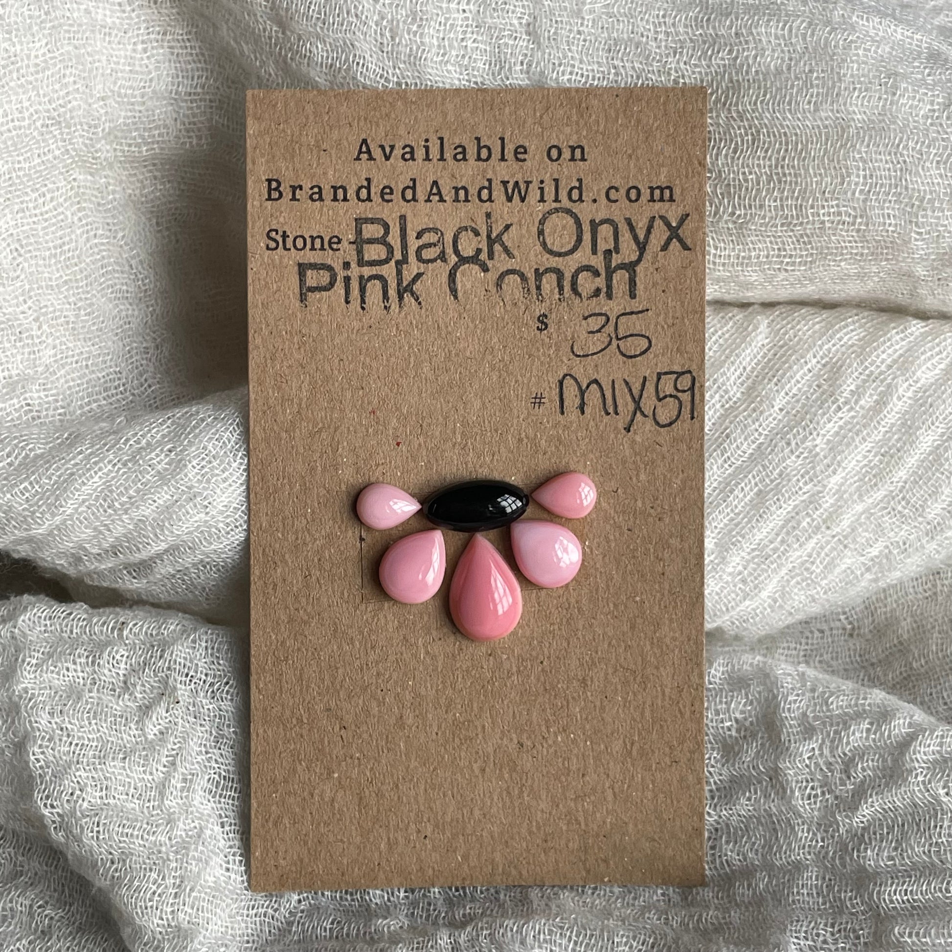 Black Onyx / Pink Conch Cabochon - MIX59 16B1388C-EF2A-4AB9-A8AC-3619D7EF90A9 Brandedandwild.com
