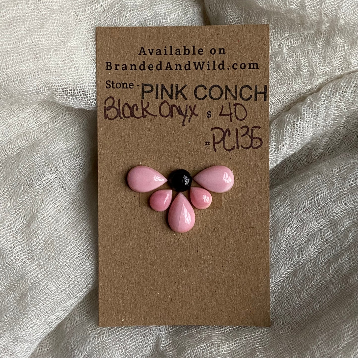 Black Onyx/Pink Conch Cabochon - Mix135