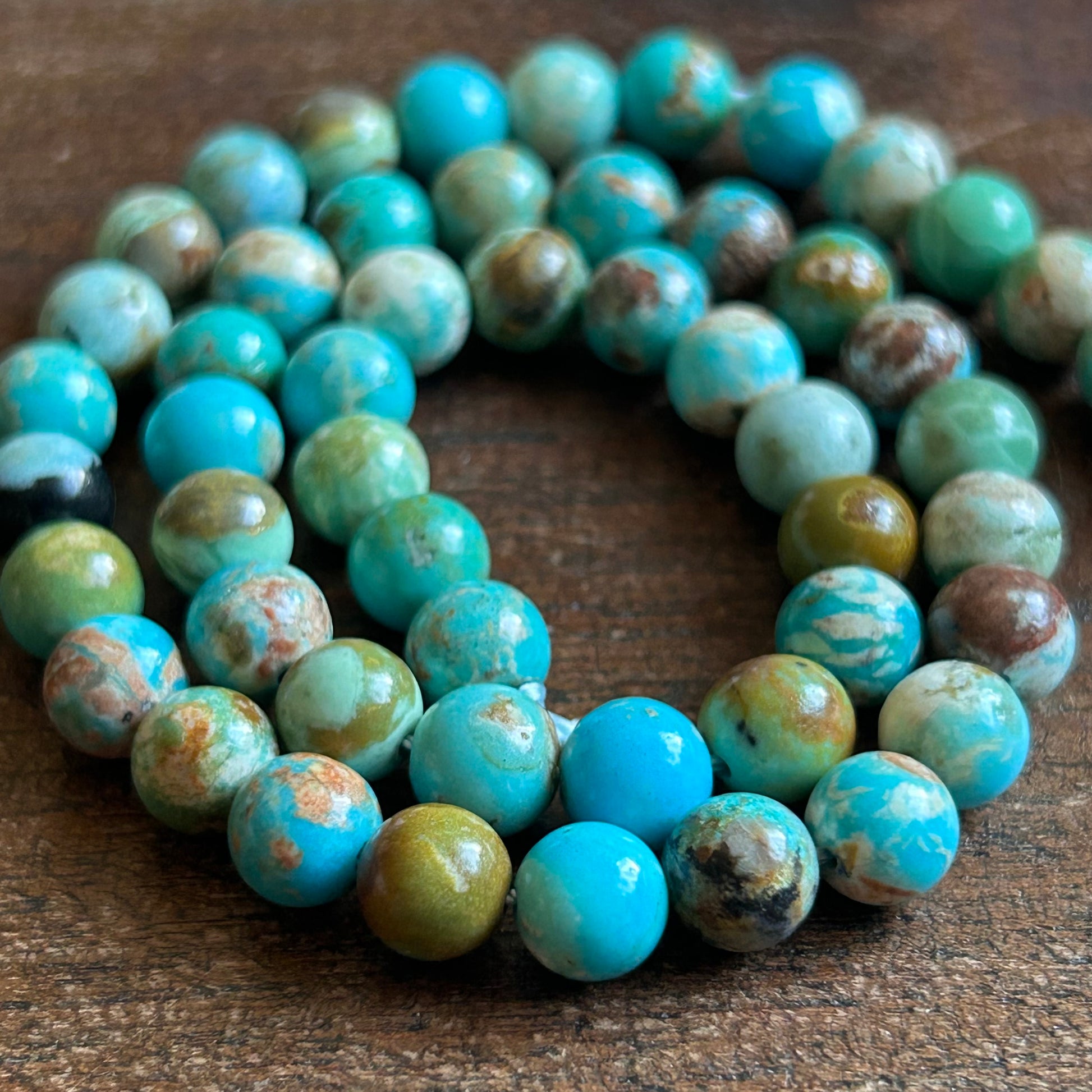 7-7.5mm Natural Turquoise (Smooth Round) 17CE9676-D95B-4E36-91F8-23FDE3690775 Brandedandwild.com
