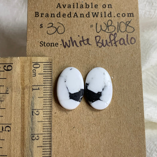 White Buffalo Cabochon - WB108 18AE05B4-3CD9-45E7-9FD7-B41298C5135E Brandedandwild.com