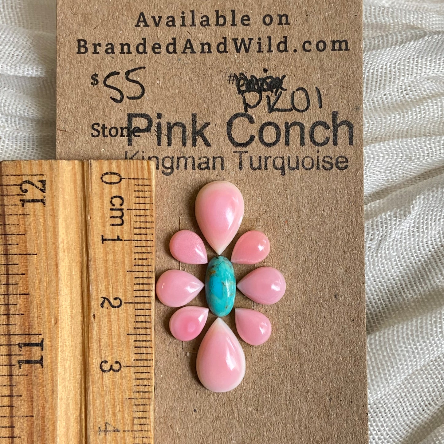 Pink Conch / Kingman Turquoise Cabochon - PK01 18BA175E-859A-49F5-A34F-75CB093BD17F Brandedandwild.com