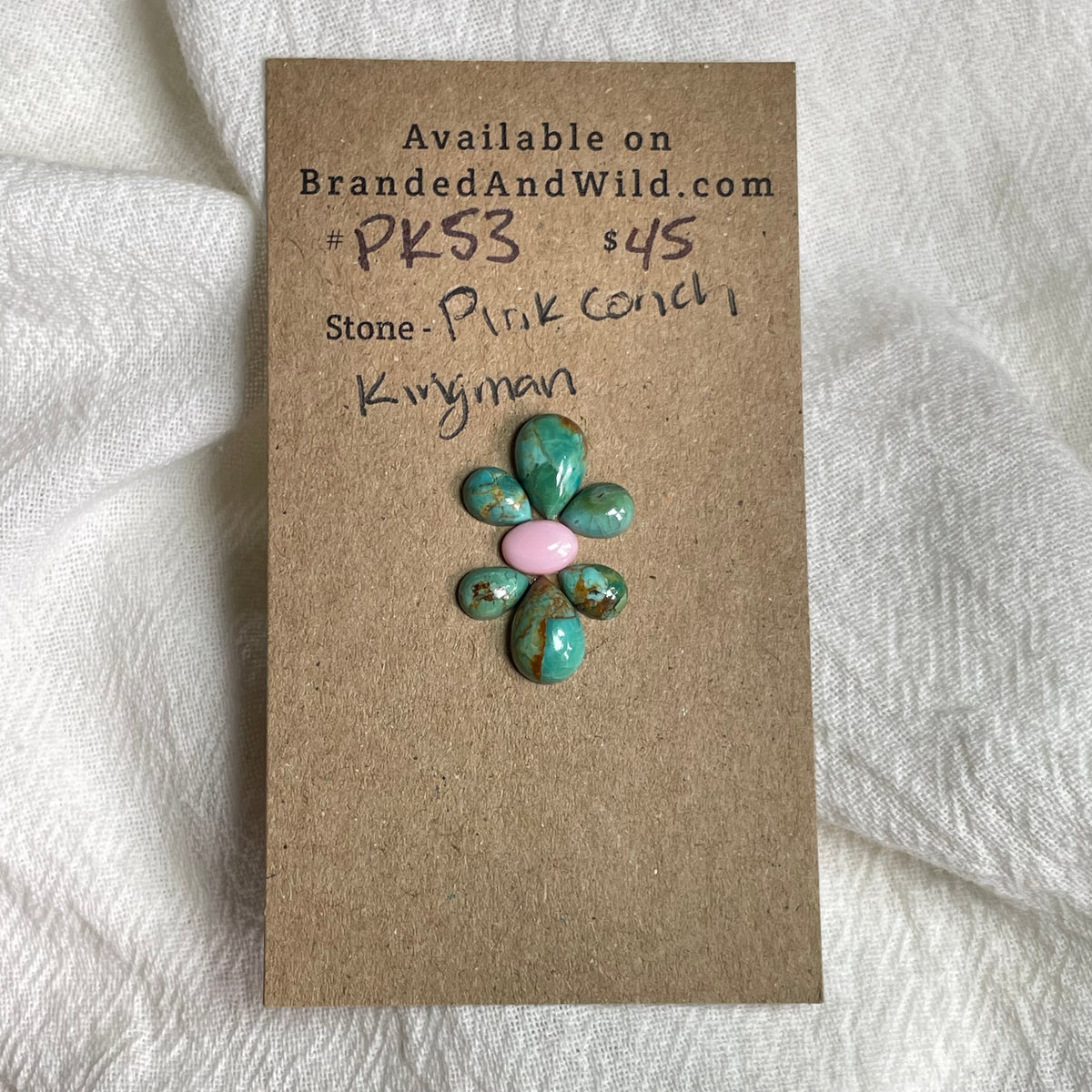 Pink Conch / Kingman Turquoise Cabochon - PK53