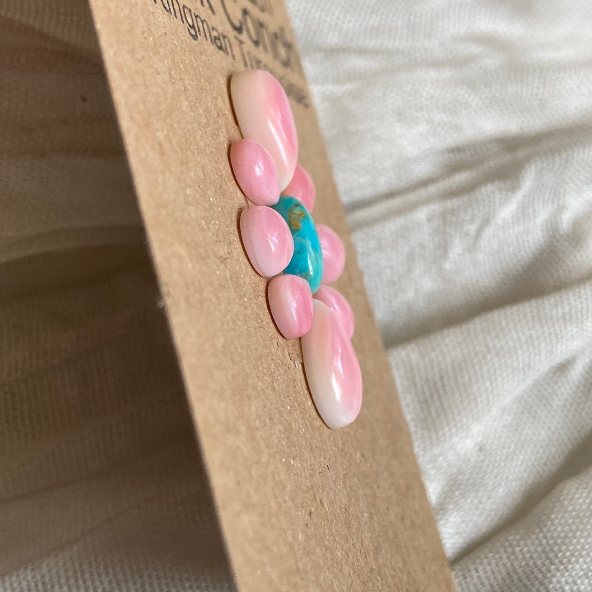 Pink Conch / Kingman Turquoise Cabochon - PK01 1A8036F6-846A-4BA7-A492-3284CF5C25B3 Brandedandwild.com